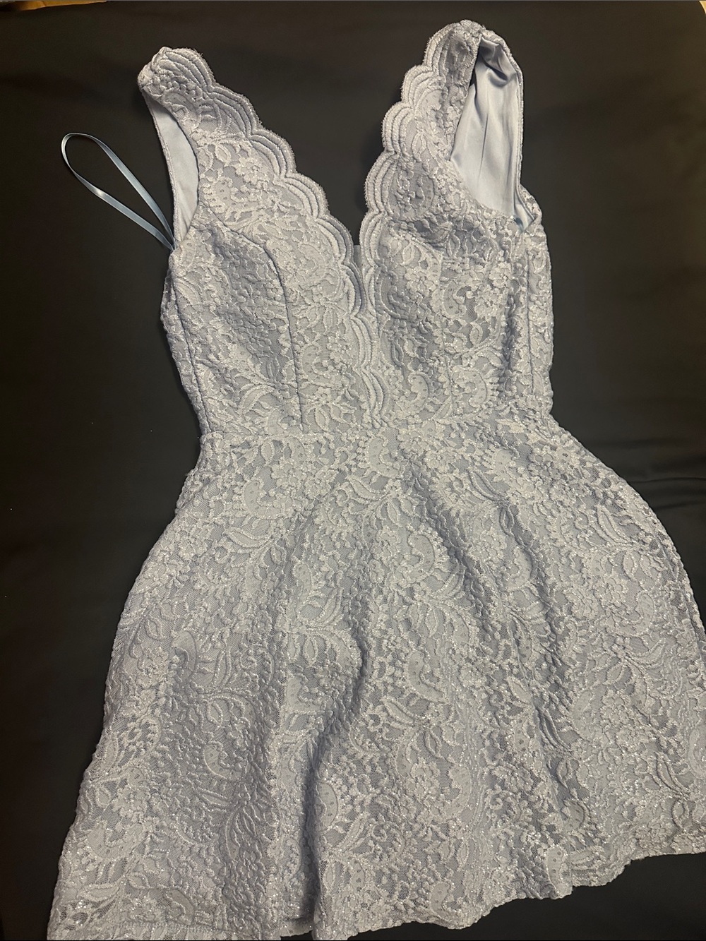 City Studio blue Lace V-Neck Fit & Flare Mini Dress